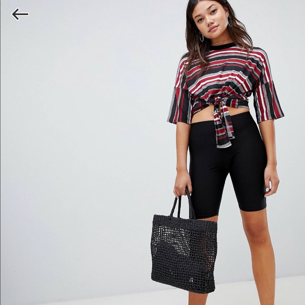 Shiny black biker shorts